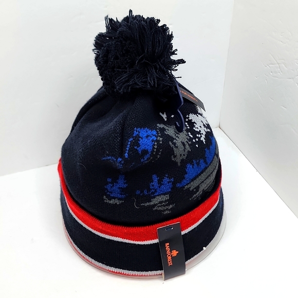 RAINFOREST BEANIE HAT, NAVY, LINED WITH FLEECE FOR WARMTH, UNISEX - Picture 4 of 8